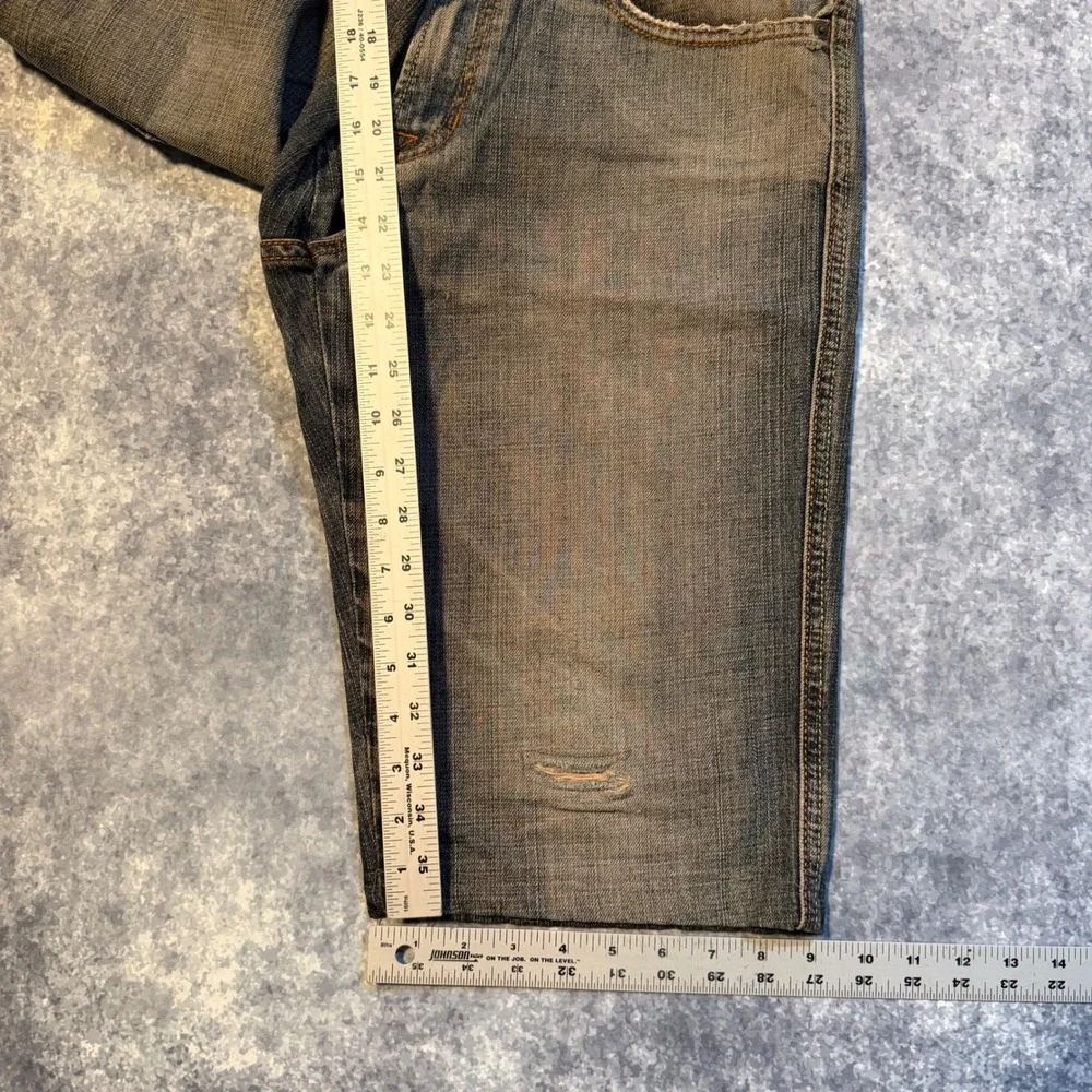 DKNY Mens Distressed Denim Shorts‎ Gray Long Length Size 31 Y2K Streetwear Baggy